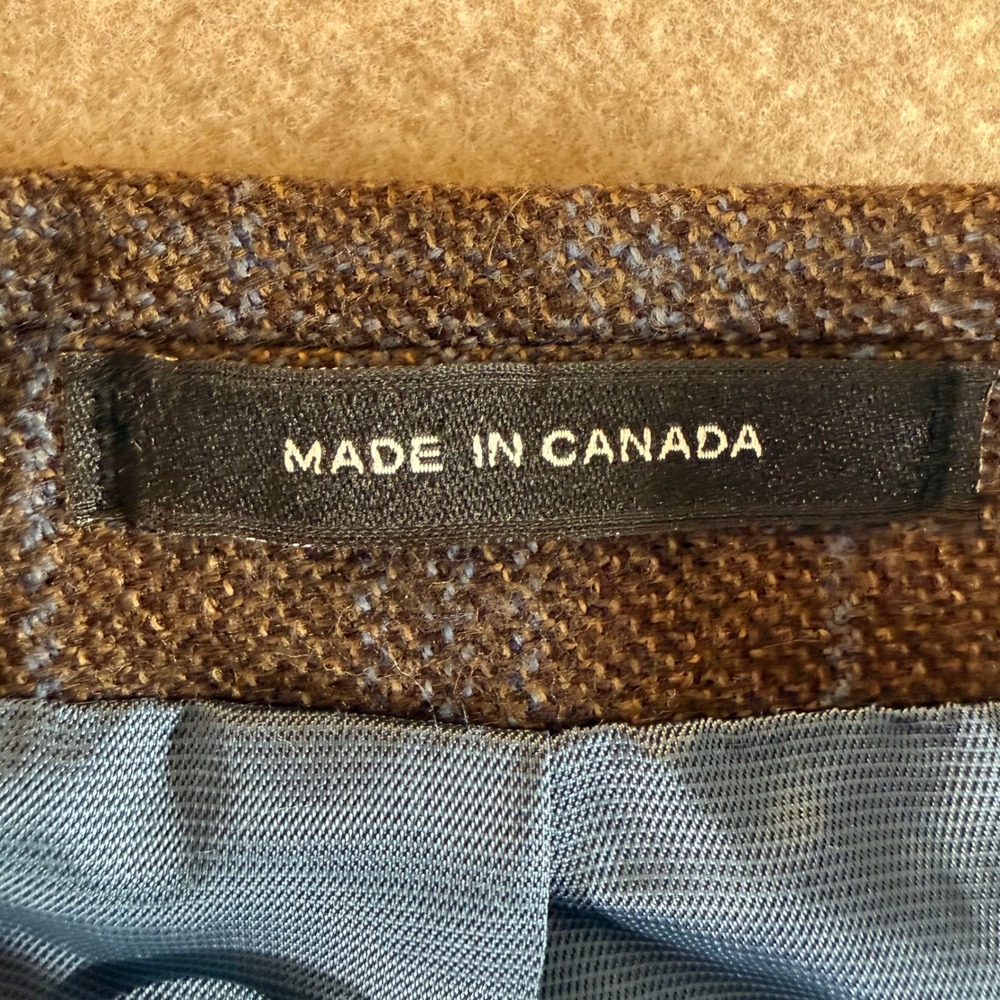 Carlo Mandrone Sport Coat 44R Brown Blue Windowpane Wool Blazer Canada 026498118 - Picture 5 of 12